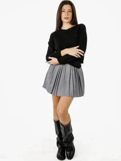 Baci & Abbracci Pullover girocollo da donna in maglia tinta unita - nero
