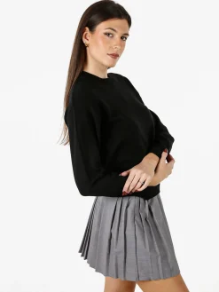 Baci & Abbracci Pullover girocollo da donna in maglia tinta unita - nero