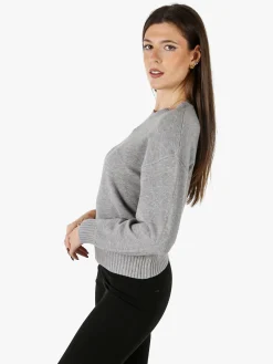 Baci & Abbracci Pullover girocollo da donna in maglia tinta unita - grigio