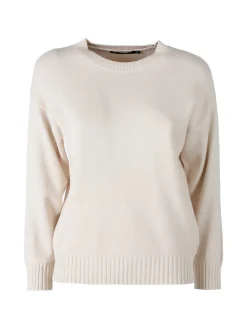 Baci & Abbracci Pullover girocollo da donna in maglia tinta unita - naturale