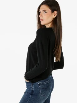 Baci & Abbracci Pullover girocollo da donna in maglia tinta unita - nero