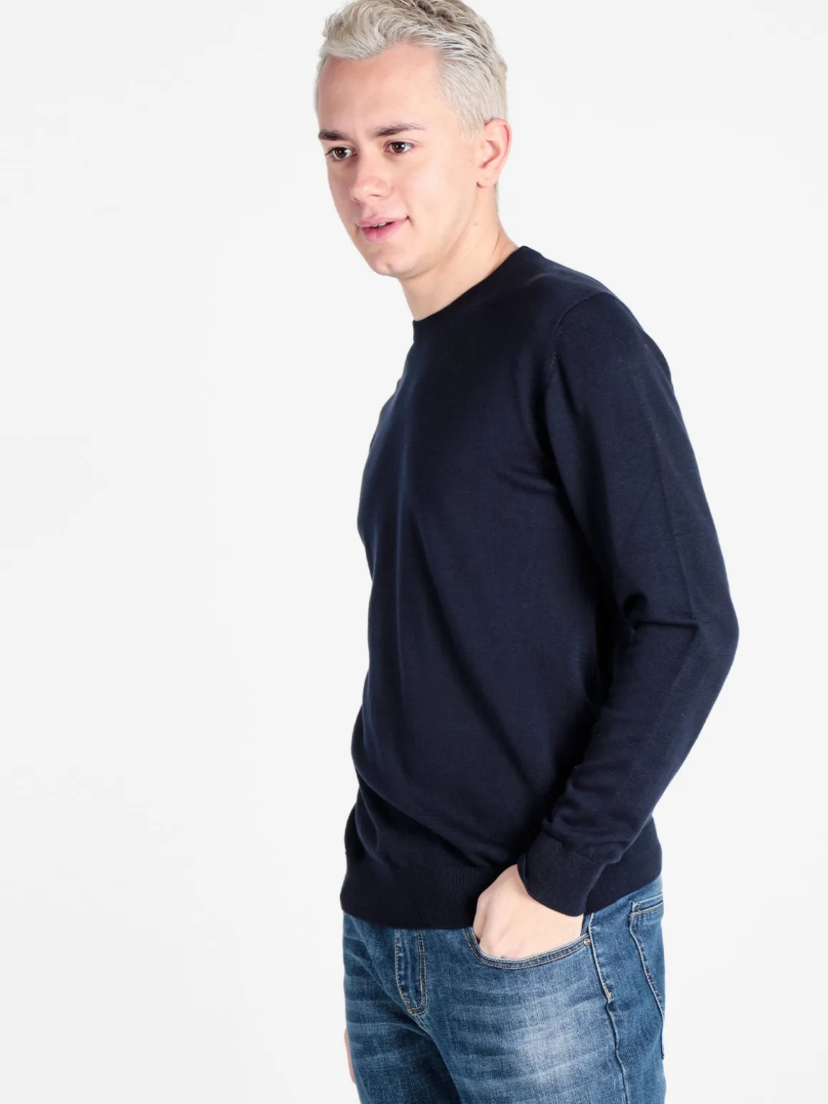 Baci & Abbracci Pullover girocollo da uomo in maglia extra fine