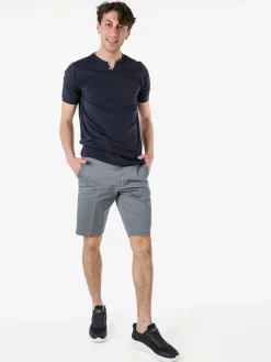 Baci & Abbracci T-shirt da uomo in cotone con bottoncini - blu scuro