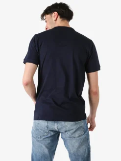 Baci & Abbracci T-shirt da uomo in cotone con bottoncini sullo scollo - blu scuro