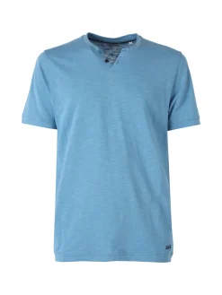 Baci & Abbracci T-shirt da uomo in cotone con bottoncini - blu
