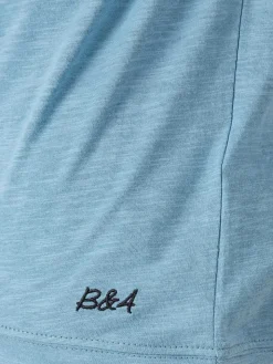 Baci & Abbracci T-shirt da uomo in cotone con bottoncini - blu