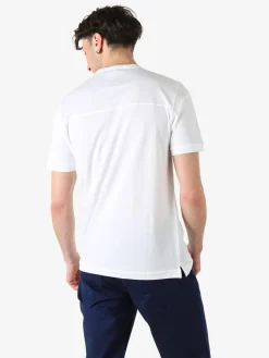Baci & Abbracci T-shirt da uomo in cotone con bottoncini sullo scollo - bianco