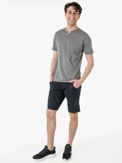 Baci & Abbracci T-shirt da uomo in cotone con bottoncini - antracite