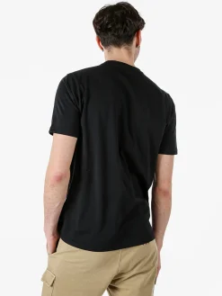 Baci & Abbracci T-shirt girocollo da uomo in cotone con taschino e zip - nero