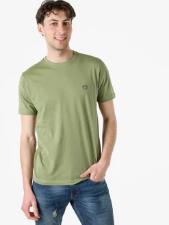 Baci & Abbracci T-shirt girocollo in cotone da uomo con logo - pistacchio
