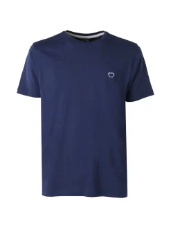 Baci & Abbracci T-shirt girocollo in cotone da uomo con logo - blu