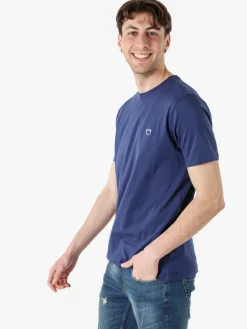 Baci & Abbracci T-shirt girocollo in cotone da uomo con logo - blu