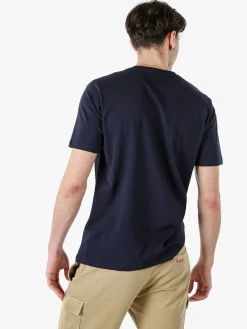 Baci & Abbracci T-shirt girocollo in cotone da uomo con logo - blu scuro