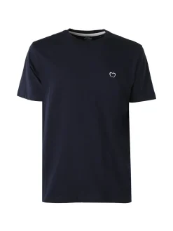 Baci & Abbracci T-shirt girocollo in cotone da uomo con logo - blu scuro