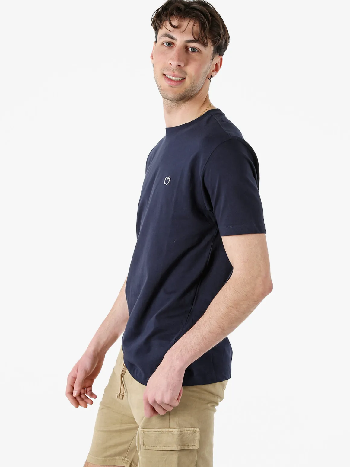 Baci & Abbracci T-shirt girocollo in cotone da uomo con logo - blu scuro