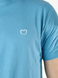 Baci & Abbracci T-shirt girocollo in cotone da uomo con logo - azzurro