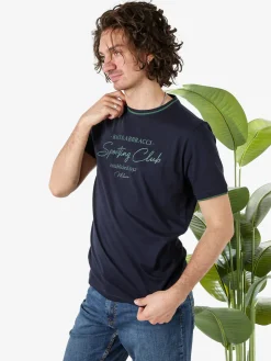 Baci & Abbracci T-shirt in cotone da uomo con stampa - blu scuro
