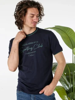 Baci & Abbracci T-shirt in cotone da uomo con stampa - blu scuro