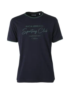Baci & Abbracci T-shirt in cotone da uomo con stampa - blu scuro