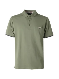 Bad Boys Polo da uomo in cotone a maniche corte con taschino a filetto - militare