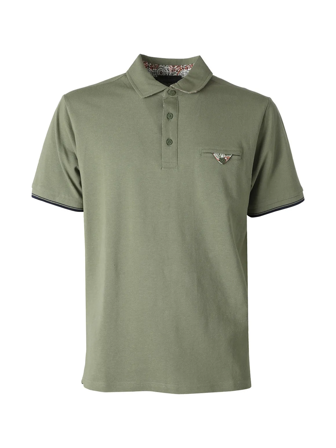Bad Boys Polo da uomo in cotone a maniche corte con taschino a filetto - militare