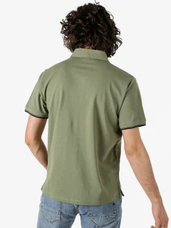 Bad Boys Polo da uomo in cotone a maniche corte con taschino a filetto - militare