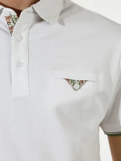 Bad Boys Polo da uomo in cotone a maniche corte con taschino a filetto - bianco