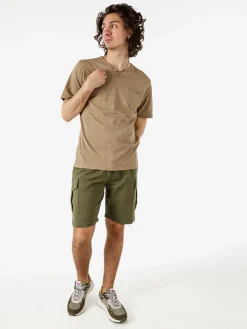 Bad Boys T-shirt da uomo in cotone con scollo V e taschino - taupe