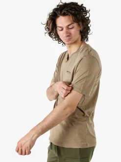 Bad Boys T-shirt da uomo in cotone con scollo V e taschino - taupe