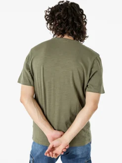 Bad Boys T-shirt da uomo in cotone con scollo V e taschino - militare
