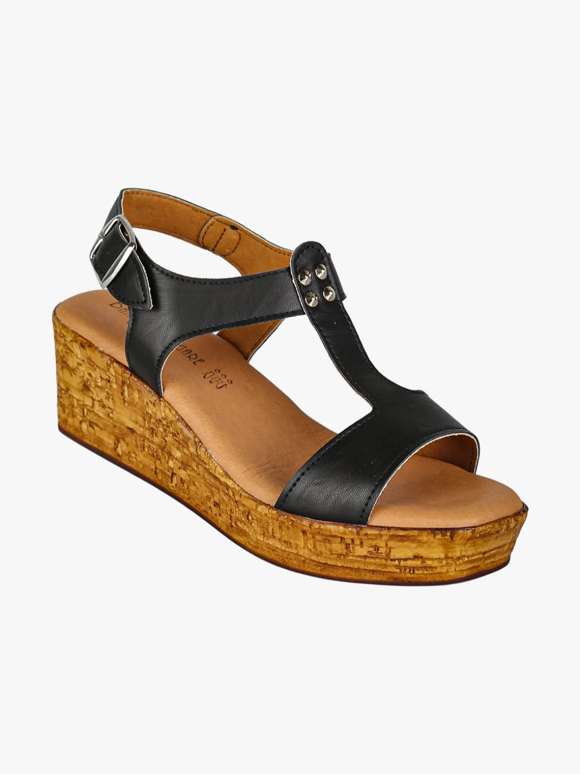 Baia Delle Zagare Sandali donna con zeppa e plateau e dettaglio borchie - nero