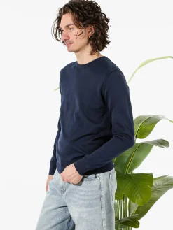 Baker'S Pullover girocollo da uomo in cotone - blu scuro