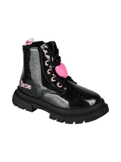 Barbie Anfibi da bambina in vernice con lacci e zip - nero