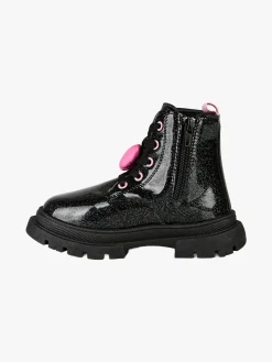 Barbie Anfibi da bambina in vernice con lacci e zip - nero