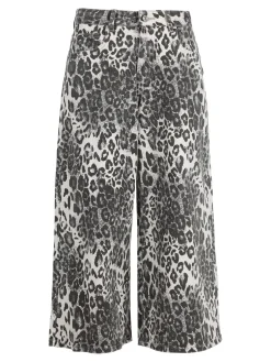 Baseventi Pantaloni donna animalier a gamba larga