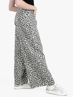 Baseventi Pantaloni donna animalier a gamba larga
