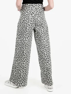 Baseventi Pantaloni donna animalier a gamba larga