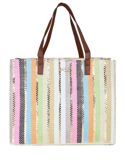 Basile Borsa da mare grande in paglia multicolore