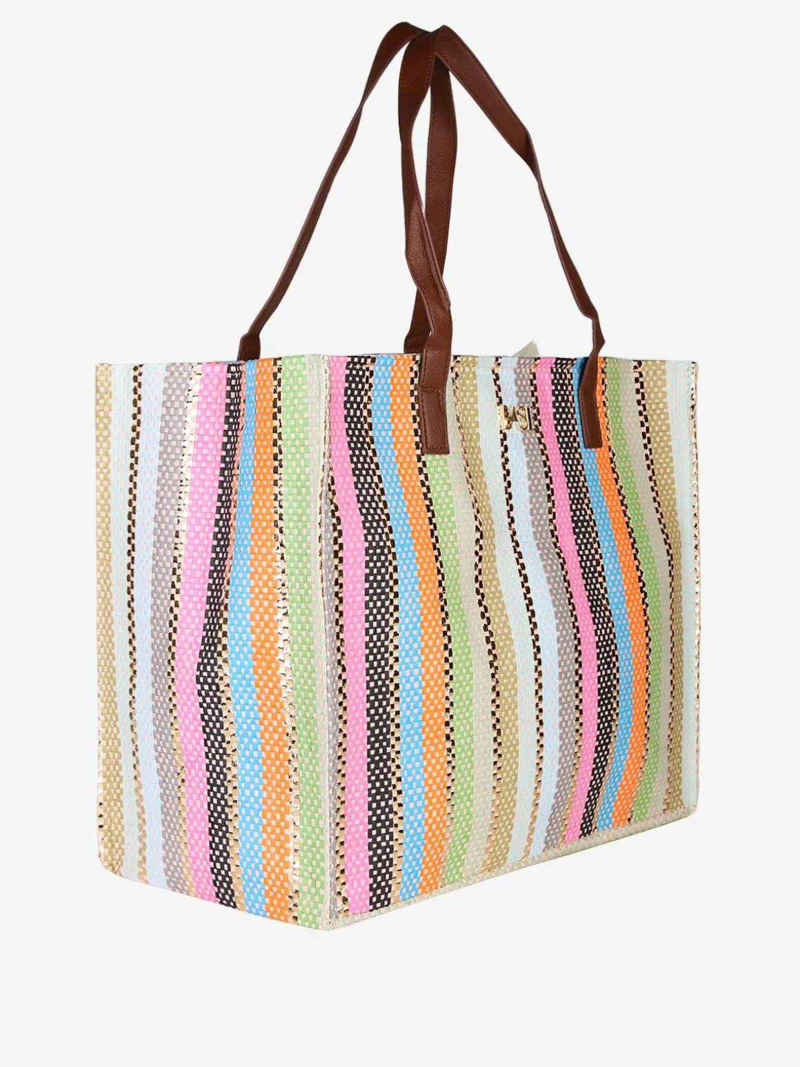 Basile Borsa da mare grande in paglia multicolore