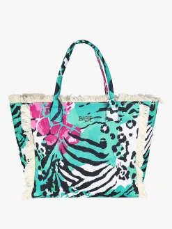 Basile Borsa da mare in tessuto con frange