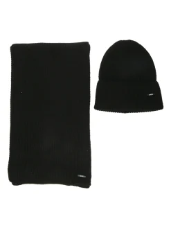 Basile Set regalo uomo con cappello e sciarpa in maglia - nero