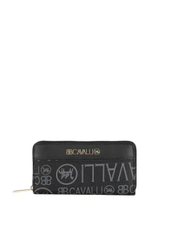 B.Cavalli Portafoglio rettangolare da donna con stampe - nero