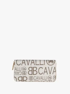 B.Cavalli Portafoglio rettangolare da donna con stampe - beige