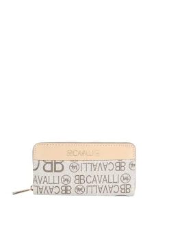B.Cavalli Portafoglio rettangolare da donna con stampe - beige