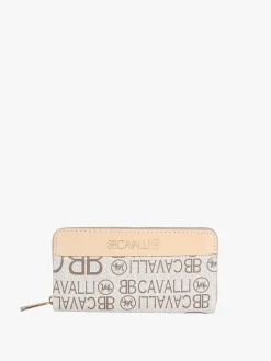 B.Cavalli Portafoglio rettangolare da donna con stampe - beige