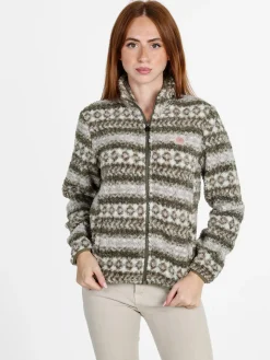 Be Board Felpa donna invernale teddy con zip - verde
