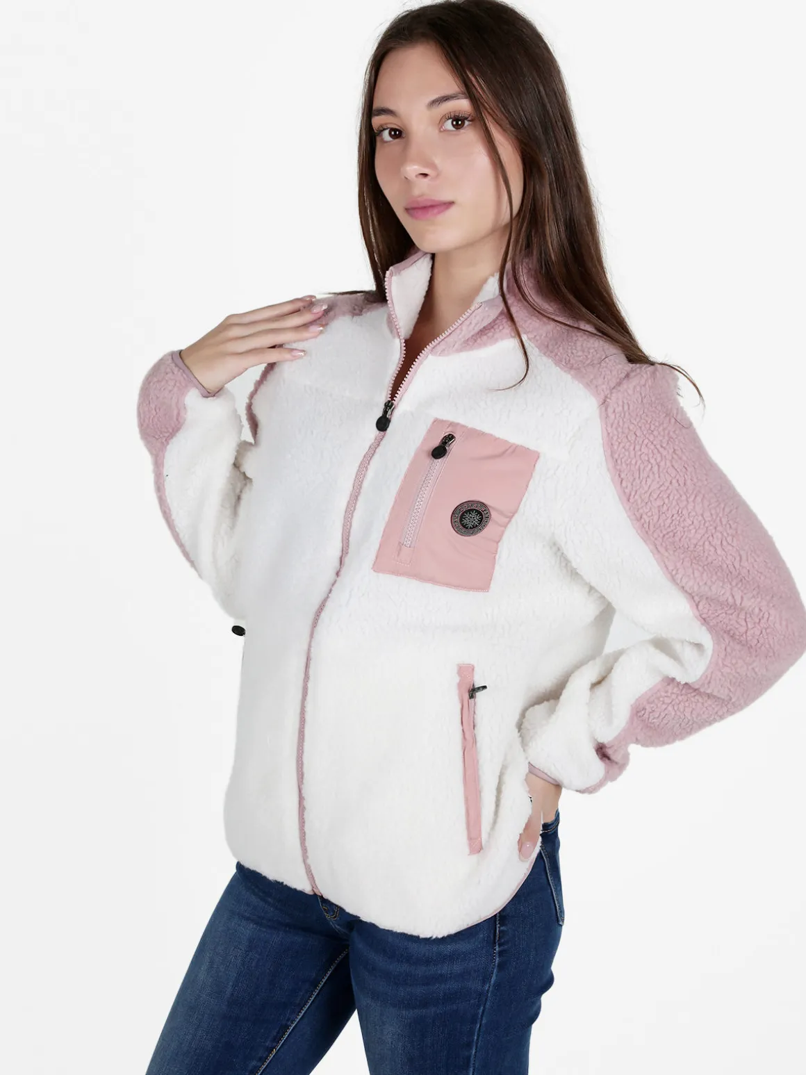 Be Board Felpa donna pesante in ecopelo con chiusura zip