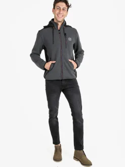 Be Board Felpa invernale da uomo con cappuccio e zip - grigio scuro