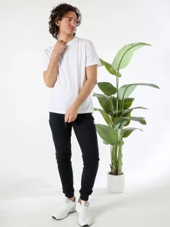 Be Board Pantaloni sportivi da uomo in cotone con coulisse e polsini - blu scuro