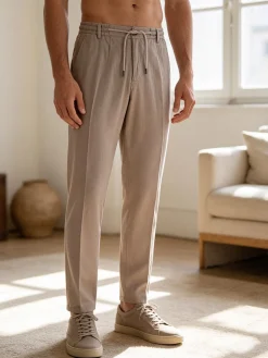 Be Board Pantaloni uomo in misto lino con coulisse